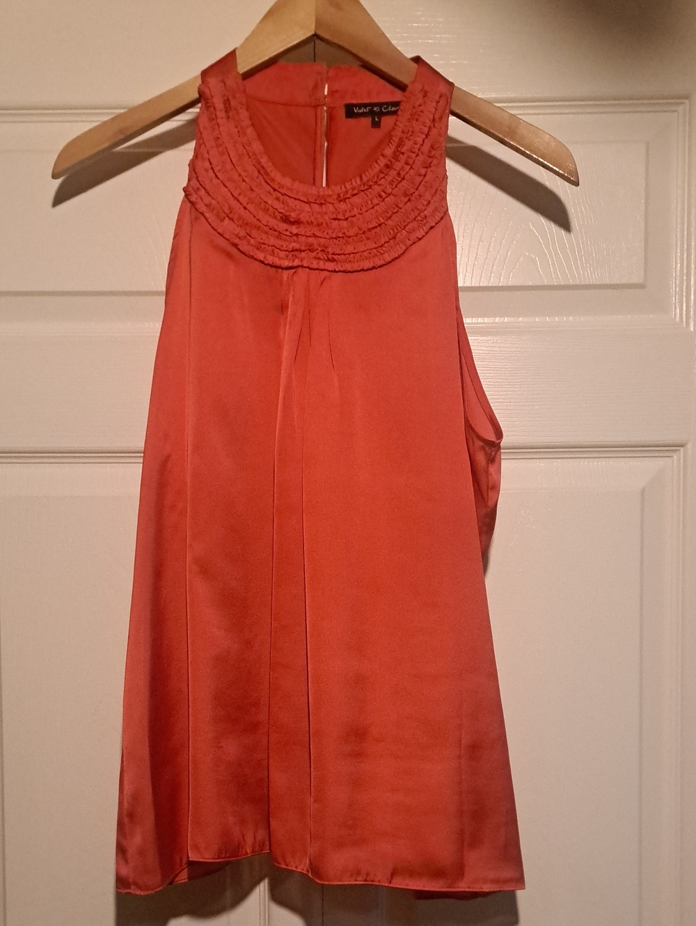 Violet & Claire Coral-Orange Sleeveless Satin Halter